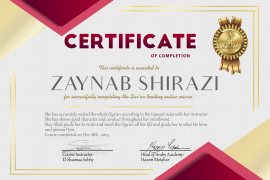 Zaynab Shirazi Quran Reading Completion Certificate